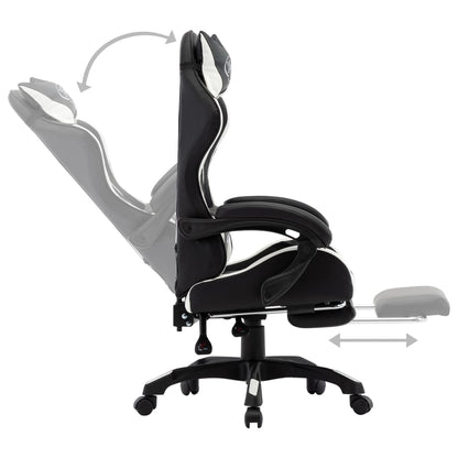Gamestoel – Gaming Stoel – Game Stoel – Gaming Chair – Racestoel – Verstelbare Rugleuning – Kunstleer Wit/Zwart