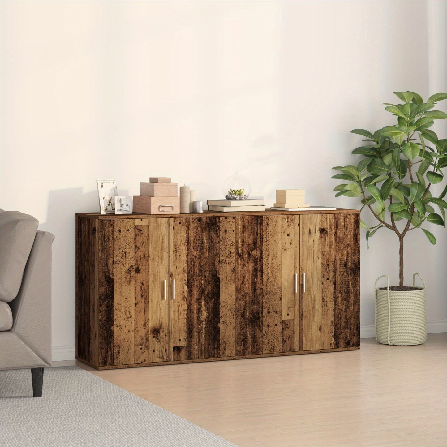 Sideboard – Dressoir – Opbergkast – Kast – Buffetkast – Bruin – Massief Hout – 3 Ruime Lades – Compact 79x38x80 cm