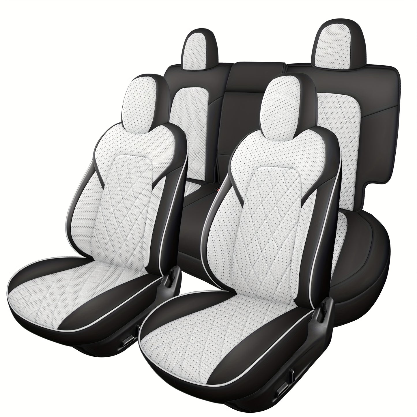 Autostoelhoes – Stoelhoes – Autostoelhoezenset – Autostoelbeschermer – Autostoelhoes – PU Leer – Ademend Patchwork – Exacte Pasvorm voor Tesla 5-Zitters