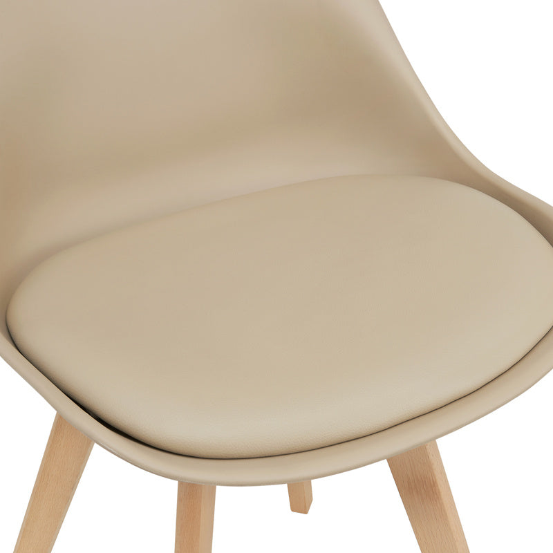 Eetkamerstoel – Keukenstoel – Woonkamerstoel – Eettafelstoel – Stoel – Set van 6 – PU Kunstleer Bekleding – Massief Beukenhouten Frame