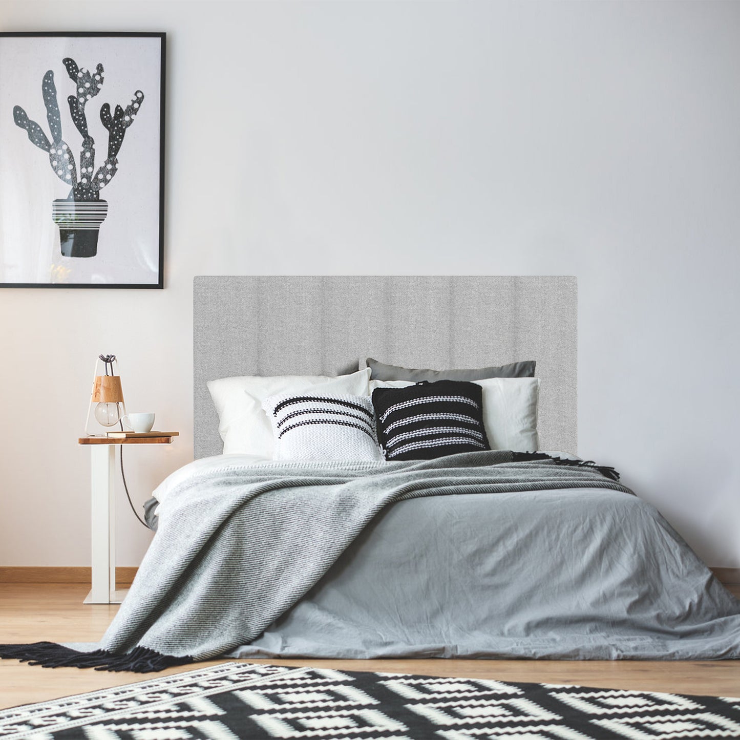 Gestoffeerd Bed – Linnen Bed – Bedframe – Slaapbed – Bed Met Hoofdbord – Lichtgrijs Linnen Bekleding – Stevige Houten Constructie – Stil En Comfortabel