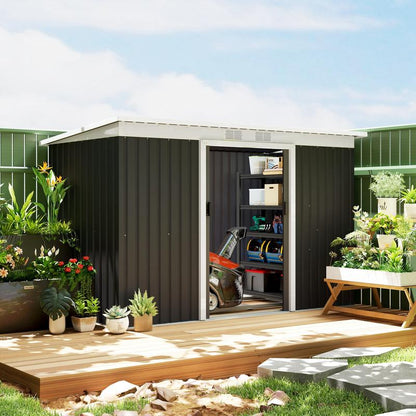 Tuinhuisje – Opbergschuur – Berging – Tuinschuur – Buitenopslag – Metalen Schuur – Schuifdeur – Ventilatieraam – 280x130x172 cm – Stevig Metalen Materiaal