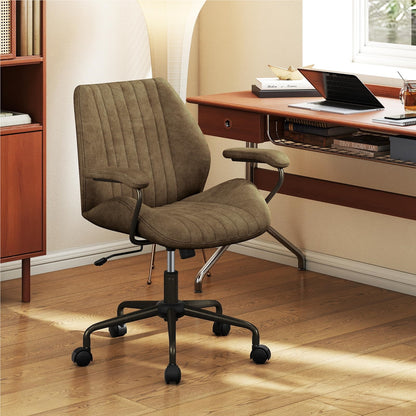 Bureaustoel – Bureaustoel Ergonomisch – Draaistoel – Computerstoel – Stoel Met Armleuning – Olijfgroen – Verstelbare Hoogte 45-52 cm – Kantelfunctie 90°-120°