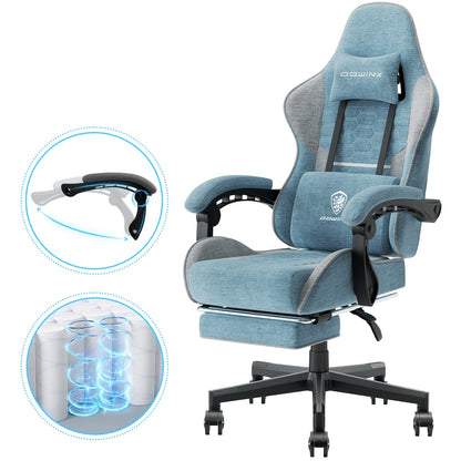 Gamingstoel – Gamestoel – Game Stoel – Gaming Chair – Bureaustoel – Ergonomische Hoge Rugleuning – Pocketveren Zitkussen – Ademend Materiaal – Verstelbaar – Grijs