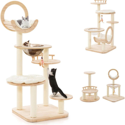 Krabpaal – Kattenkrabpaal – Kattenboom – Krabmeubel – Kattenhuis – 146 cm Hoog – Flexibel 4-in-1 Ontwerp Met Sisal En Houten Constructie