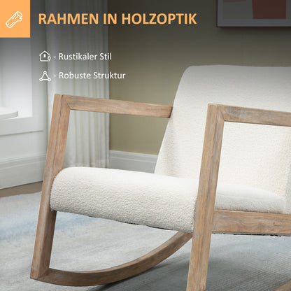 Draaifauteuil – Fauteuil – Lounge Stoel – Relaxstoel – Houten Stoel – Crème Wit – 360° Draaibaar – Robuust Rubberwood Frame