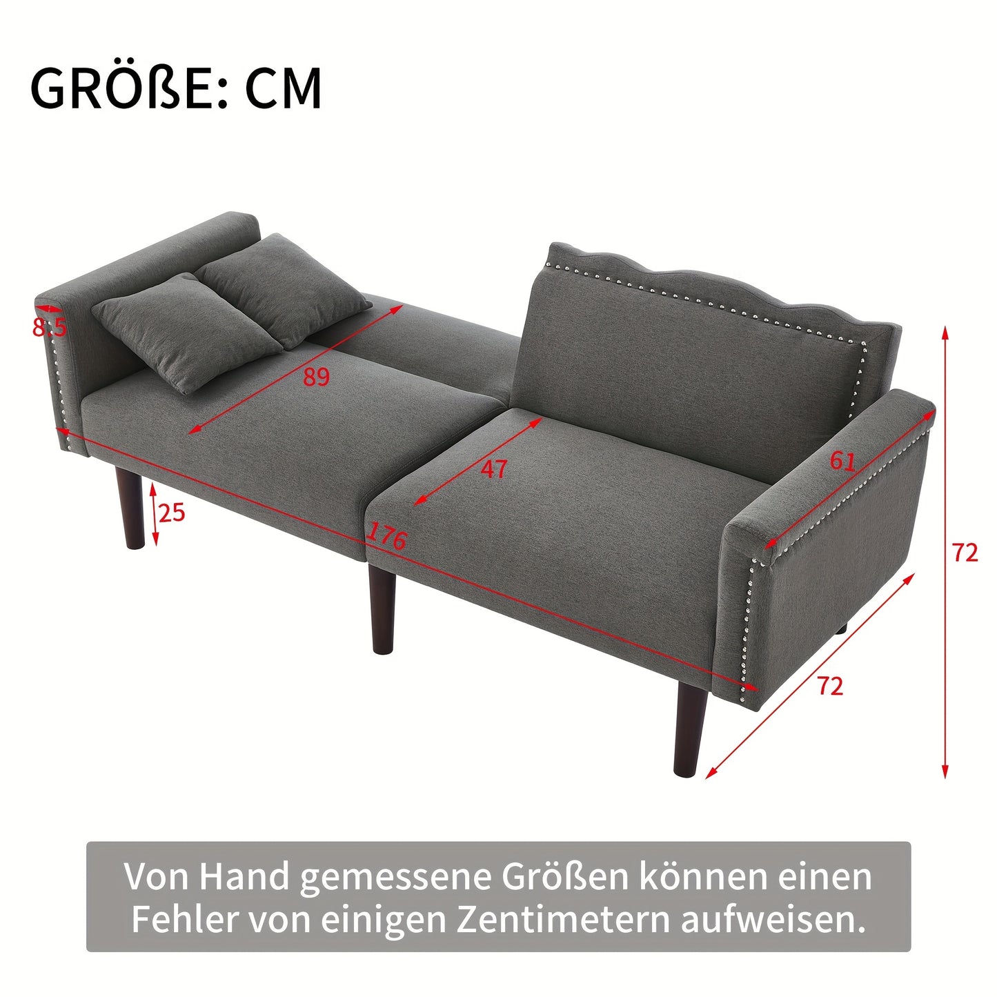 Bedbank – Slaapbank – 2-Zits Bank – Sofa – Logeerbed – Verstelbare Rugleuningen – Katoen-Linnen Bekleding – Hoogwaardig Schuim