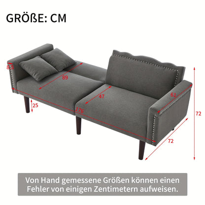 Bedbank – Slaapbank – 2-Zits Bank – Sofa – Logeerbed – Verstelbare Rugleuningen – Katoen-Linnen Bekleding – Hoogwaardig Schuim