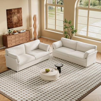 2-Zits bank – Tweezitsbank – Loveseat – Sofa – Tweepersoonsbank – Off-White Creamy Kleur – Oversized Comfortabel Zitvlak – Modern En Makkelijk Te Monteren