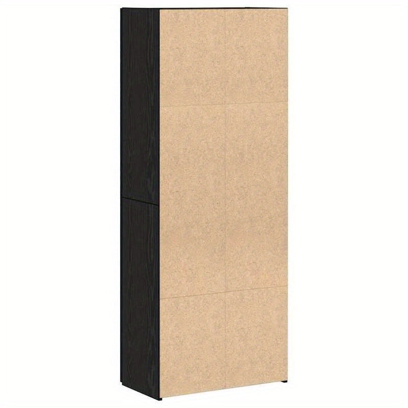 Dressoir – Opbergkast – Ladekast – Buffetkast – Zijkast – Zwart Eikenhout – Ruim 60x32x153 cm – Met Wieltjes