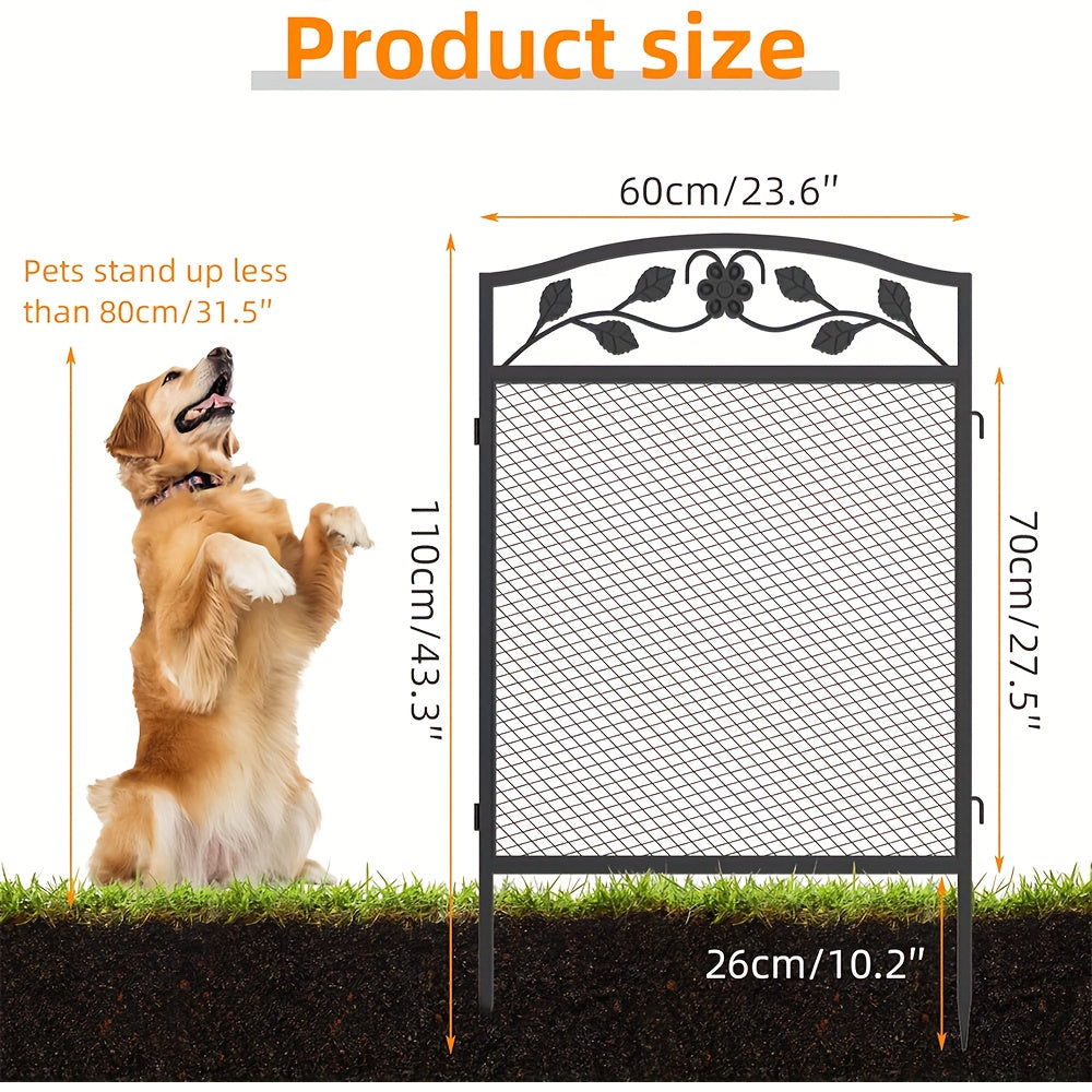 Metalen Tuinpanelen – Tuinafscheiding – Borderafscheiding – Tuinafzetting – Moestuinafscheiding – Zwarte Roestwerende Coating – 110x60 cm – Set van 5 Stuks