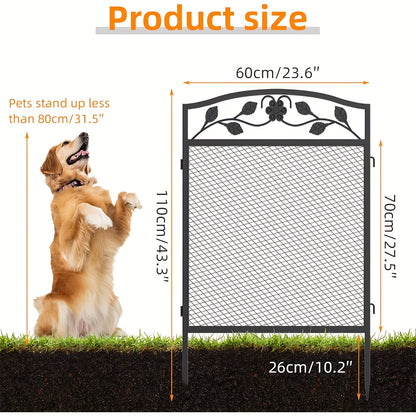 Metalen Tuinpanelen – Tuinafscheiding – Borderafscheiding – Tuinafzetting – Moestuinafscheiding – Zwarte Roestwerende Coating – 110x60 cm – Set van 5 Stuks