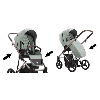 2-in-1 Kinderwagen – Wandelwagen – Reiswieg – Buggy – Babywagen – Lichtgewicht Draagmand – Verstelbare Hoogte