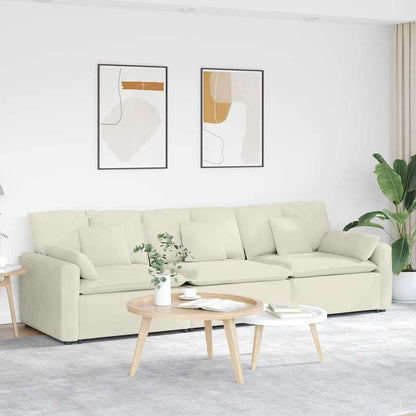 Hoekbank – Modulaire Bank – Loungeset – Zitbank – U-Bank – Fluwelen Bekleding – Stevig Metaalframe – Crèmekleur