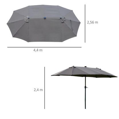Grote Tuinparasol – Rechthoekige Parasol – Terrasparasol – Balkonparasol – Zwembadparasol – Stevig Stalen Frame – 440x260 cm – Handmatige Slingerbediening – Waterafstotende Stof