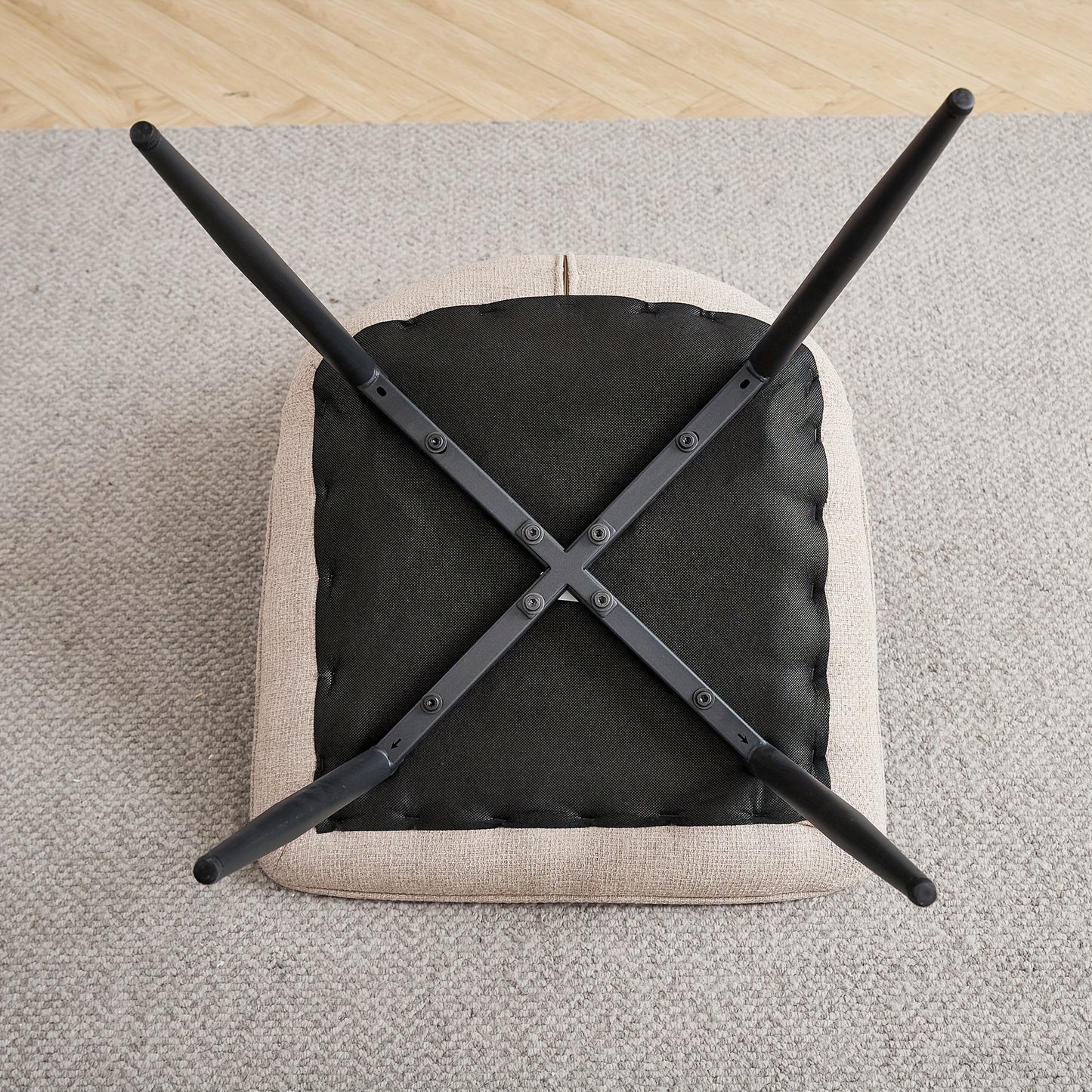 Eetkamerstoel – Stoel – Kuipstoel – Bureaustoel – Fauteuil – Linnen Bekleding – Metalen Onderstel – Set van 4 – Ergonomisch en Comfortabel – Scandinavisch Design