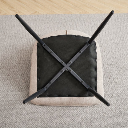 Eetkamerstoel – Stoel – Kuipstoel – Bureaustoel – Fauteuil – Linnen Bekleding – Metalen Onderstel – Set van 4 – Ergonomisch en Comfortabel – Scandinavisch Design