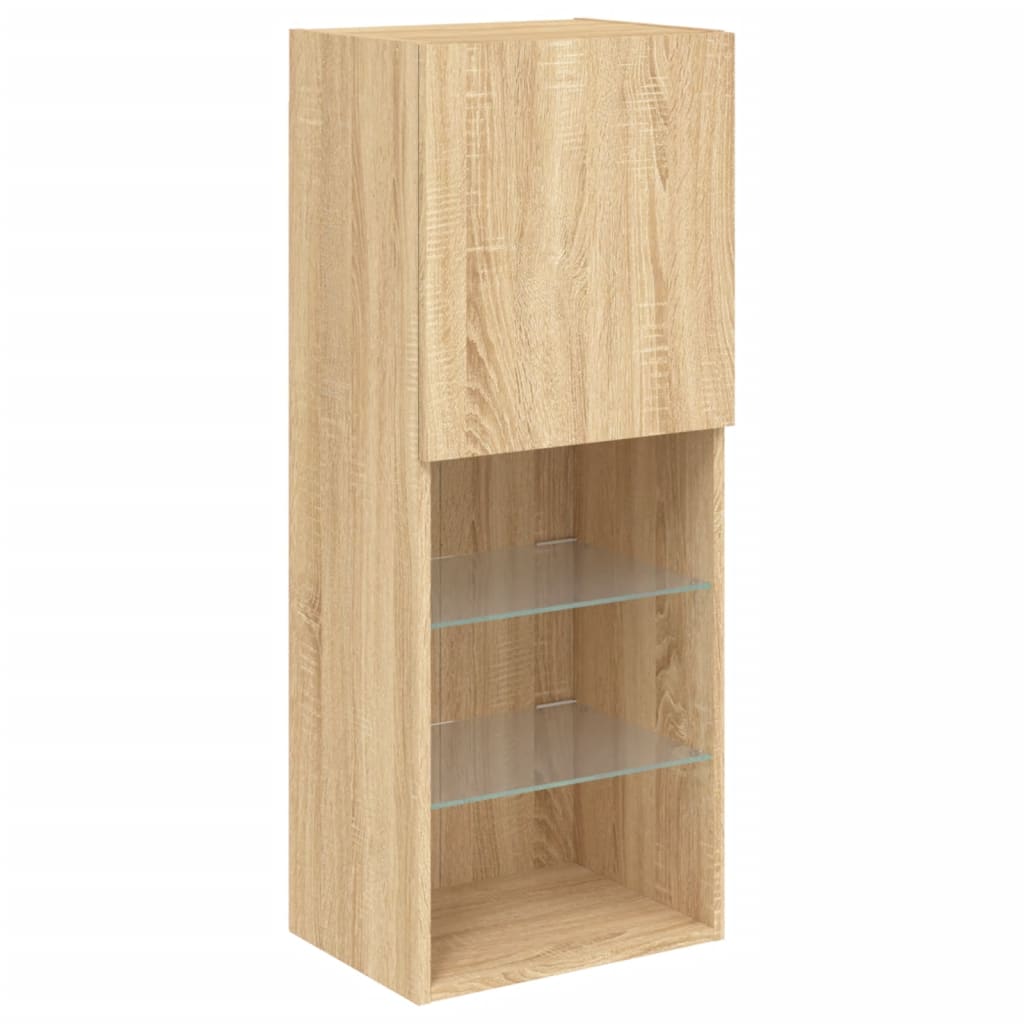 TV Wandmeubel – TV Kast – TV Meubel – Zwevend Meubel – Opbergmeubel – Sonoma Eiken – RGB LED Verlichting – Ruimtebesparend Design
