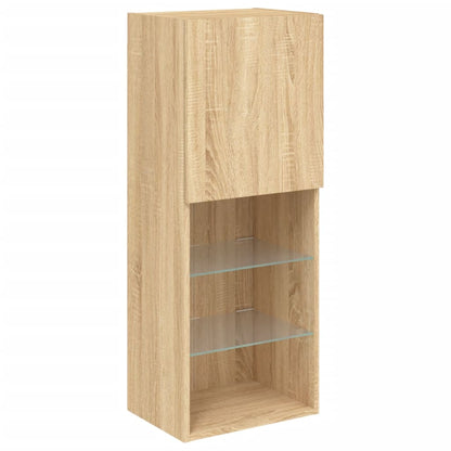 TV Wandmeubel – TV Kast – TV Meubel – Zwevend Meubel – Opbergmeubel – Sonoma Eiken – RGB LED Verlichting – Ruimtebesparend Design