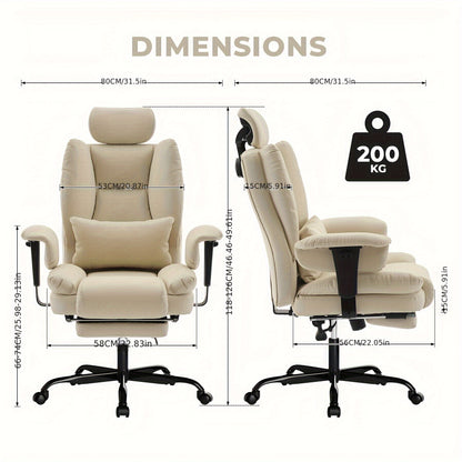 Ergonomische Bureaustoel Beige – Comfortabele Kantoorstoel – Chaise Bureau – Chaise Ergonomique – Executive Stoel – Gepolsterd Met Memory Foam – Draagkracht 200kg