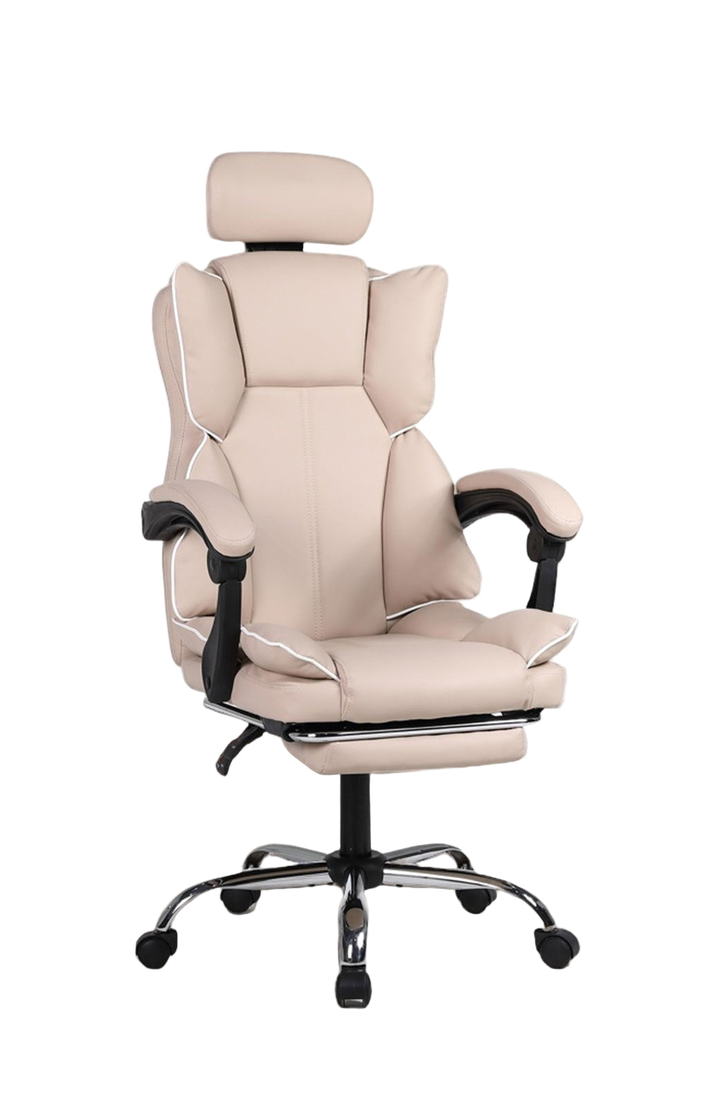 Bureaustoel – Werkstoel – Gamestoel – Kantoorstoel – Bureaustoel Beige – Ergonomisch Met Voetensteun – 360° Draaibaar Met Zachte Kussen