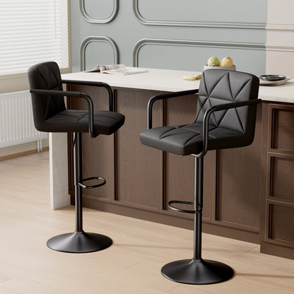 Barstoel – Barkruk – Barstoel Kruk – Barkrukken Set – Barstoel Stoel – Verstelbare Hoogte – 360° Draaibaar – Foam Gevuld – Ergonomisch – Set van 2 – Zwart