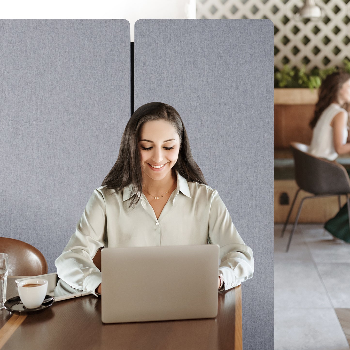 Kamerscherm – Roomdivider – Scheidingswand – Paravent – Ruimteverdeler – Geluiddempend – 3 Panelen – PET Polyester – Grijs – 184x35x166 cm