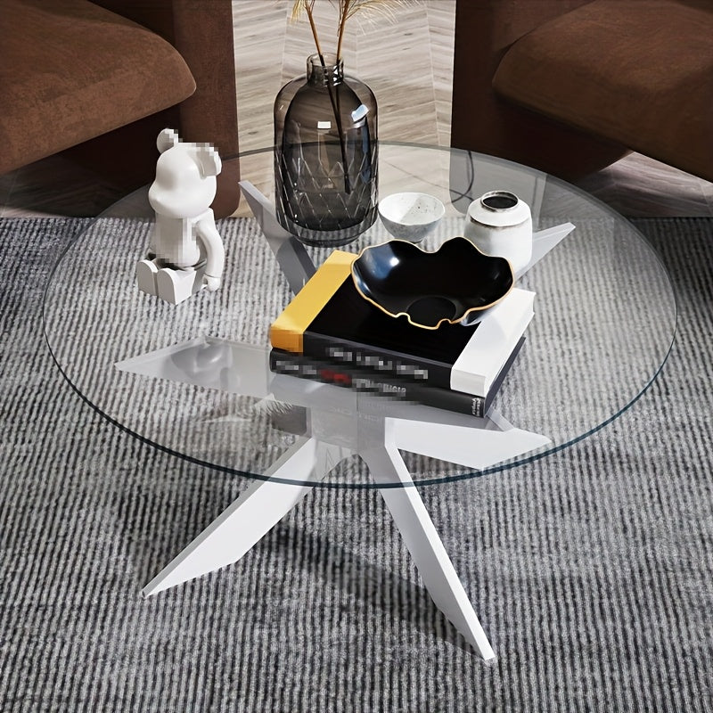 Bijzettafel – Salontafel – Sidetable – Nachtkastje – Tuintafel – Ronde Tafel – Transparant Geharde Glas – Ø 80 x 41 cm