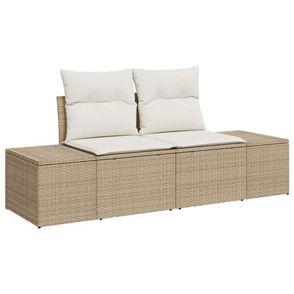 Modulaire Loungeset – Tuinbank – Loungesofa – Buitenbank – Hoek loungeset – Beige en Wit – 7-Zits – Weerbestendig PolyRattan