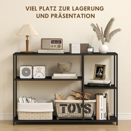 Sidetable – Consoletafel – Wandtafel – Haltafel – Dressoir – 4-laags – Stalen Frame – Zwart – Compact Design – Robuust & Duurzaam