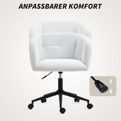 Bureaustoel – Kantoorstoel – Draaistoel – Werkstoel – Stoel Met Fluwelen Bekleding – Ergonomisch Badkuipdesign – Stalen Onderstel – Crème Zwart