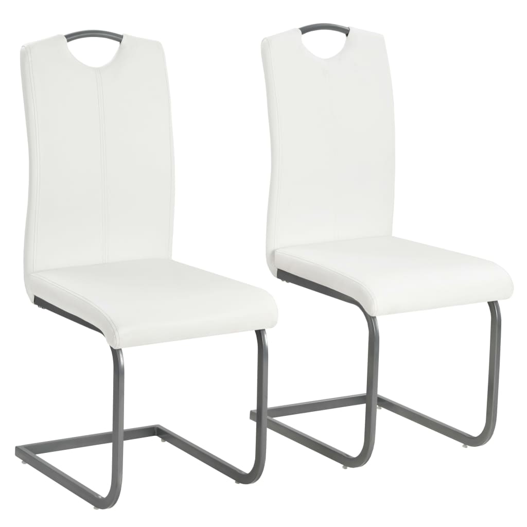 Eetkamerstoel – Stoel – Zitstoel – Eetkamerstoel Set – Design Stoel – Wit – Schuimgevuld Kunstleer – Robuust Stalen Frame