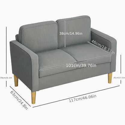 Bank – Sofa – 2-zitsbank – Slaapbank – Hoekbank – Compact 114x61x79 cm – Bamboe Bekleding Met Opbergruimte – Lichtgrijs