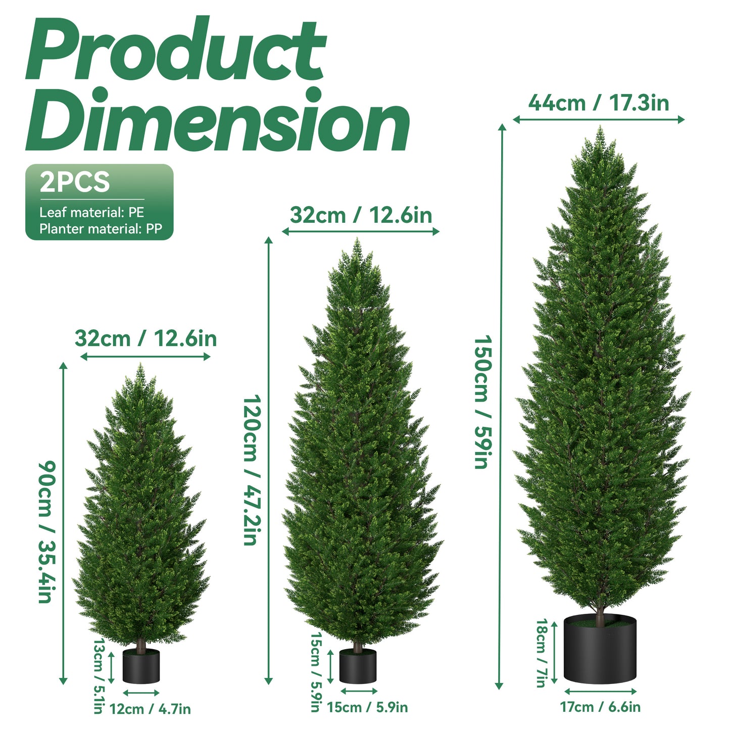 Nepplant Cypress Boom – Kunstboom – Sierplant – Kamerplant – Buitenplant – Hoogte 150 cm – Levensgetrouw en Onderhoudsvriendelijk