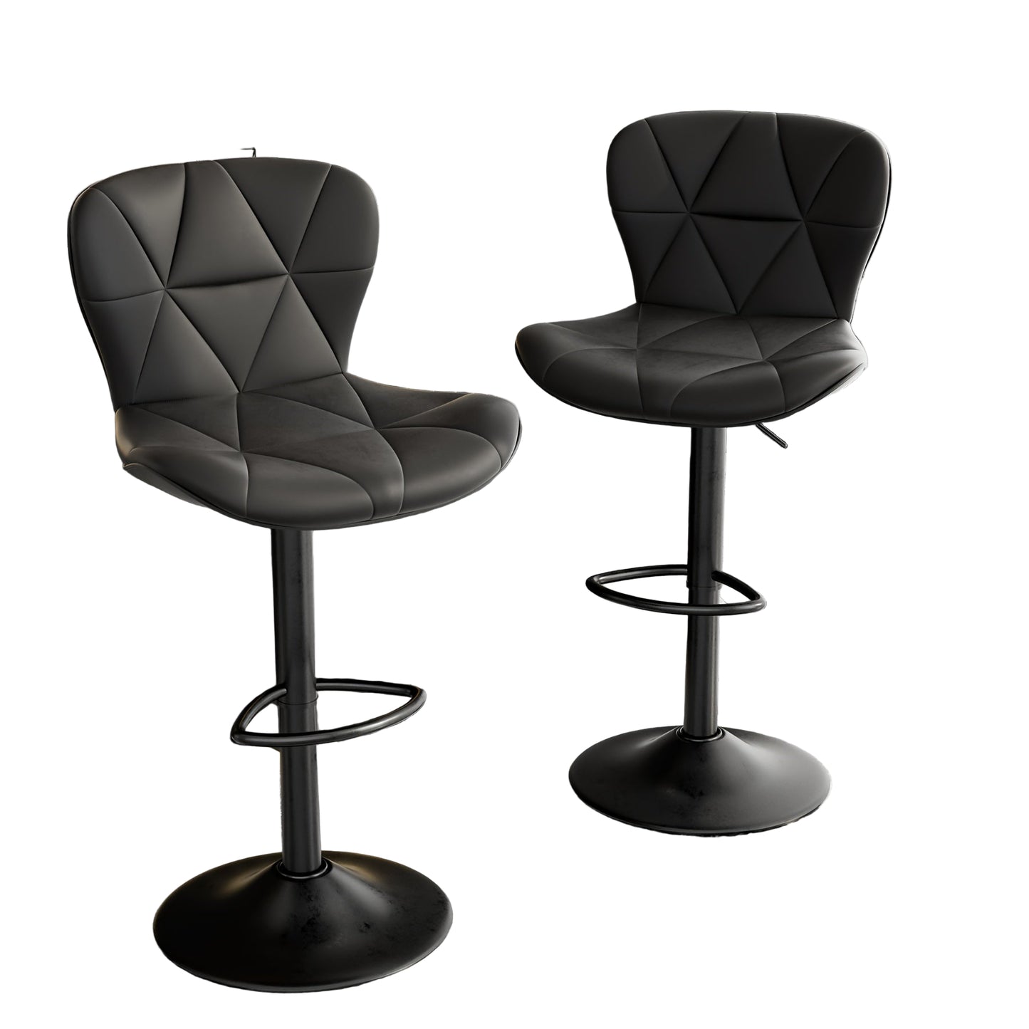 Barstoel – Barkruk – Barkrukken – Barstoelen – Keukenstoel – Verstelbaar – Zwart Kunstleer Met Memory Foam