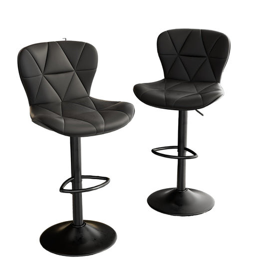 Barstoel – Barkruk – Barkrukken – Barstoelen – Keukenstoel – Verstelbaar – Zwart Kunstleer Met Memory Foam