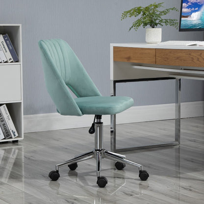 Bureaustoel – Ergonomische Stoel – Office Chair – Gamestoel – Draaistoel – Verstelbare Hoogte – 360° Draaibaar – Metalen Frame – Zonder Armleuningen – Groene Fluwelen Bekleding – Makkelijk Schoon Te Maken