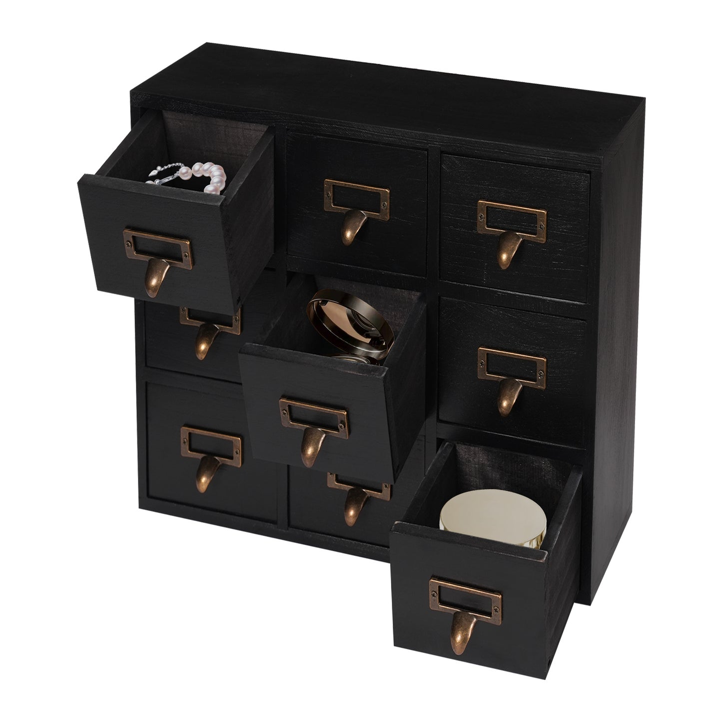 Houten Opberger – Ladekast – Organiser – Opbergkast – Ladenkast – 9 Lades – Ruimtebesparend Verticaal Design – Duurzaam Hout Met Metalen Knoppen