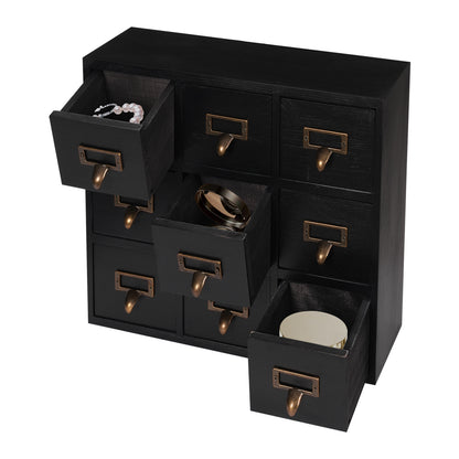 Houten Opberger – Ladekast – Organiser – Opbergkast – Ladenkast – 9 Lades – Ruimtebesparend Verticaal Design – Duurzaam Hout Met Metalen Knoppen
