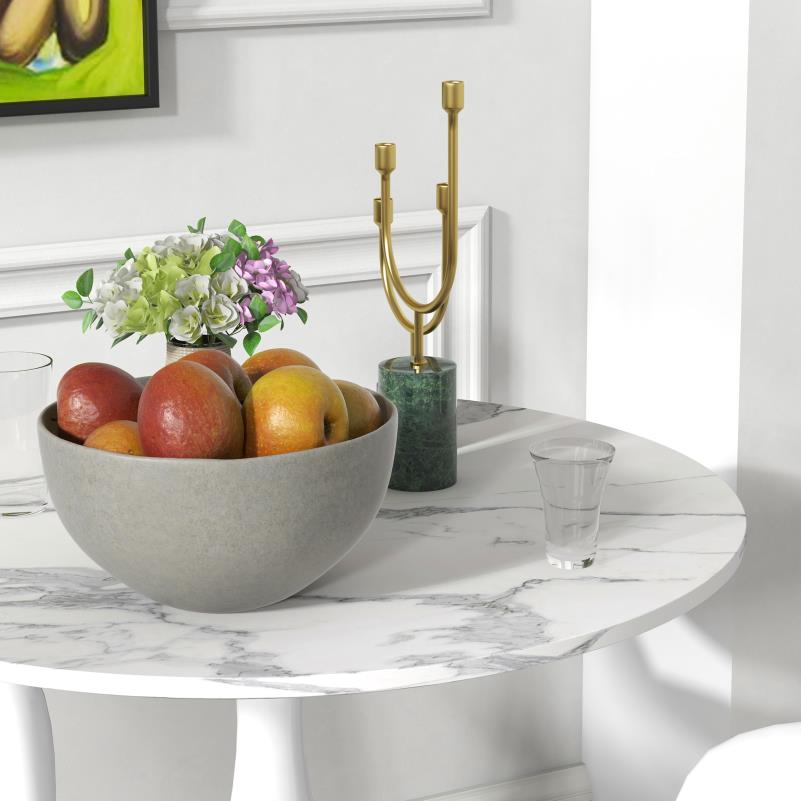 Ronde Eettafel – Witte Tafel – Eettafel Rond – Compacte Eettafel – Moderne Tafel – 70x74 cm – Gepoedercoat Stalen Frame – Krasbestendig Melamine Blad