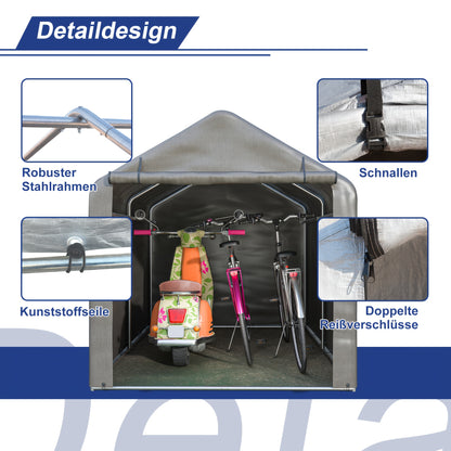 Fietsenstalling – Bike Shelter – Fietsenhok – Fietsenberging – Buitenberging – Ruime Afmetingen 160x220x165 cm – Waterdicht PE Materiaal & Stevig Stalen Frame
