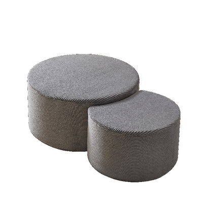 2-delige Ronde Salontafelset – Poef – Hocker – Bladtafel – Foamed Kruk – Modern Woonkamer Meubel – Gevuld Kussen – Geen Montage Nodig