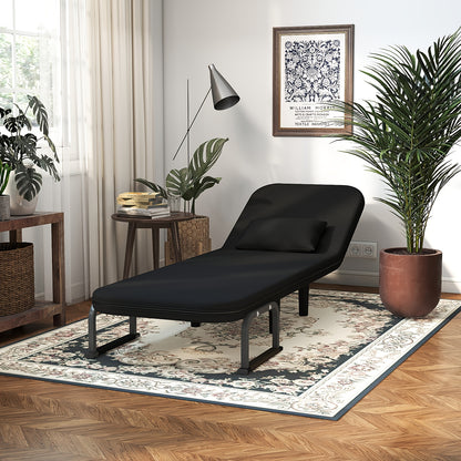 Bedbank – Slaapstoel – Slaapbank – Fauteuil – Logeerbed – Verstelbare Hoofdsteun – Lichtgewicht Metaal 11 kg – Max 135 kg Belastbaar – Blauw