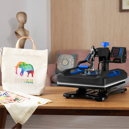 Warmtepers – Hittepers – Textielpers – Sublimatiepers – 30x38 Cm Werkoppervlak – Digitale Temperatuurinstelling – 360° Draaibare Arm