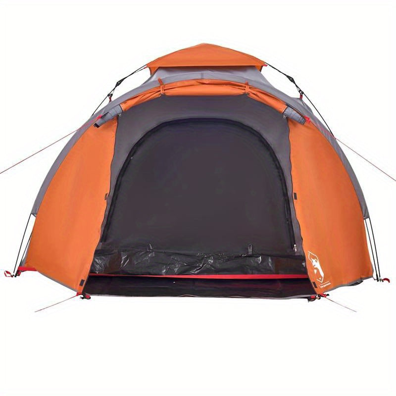 3-Persoons Campingtent – Familie Tent – Buitentent – Vriendentent – Festival Tent – Lichtgewicht Polyester – Snelle Haak-en-Loop Sluiting – Grijs/Oranje