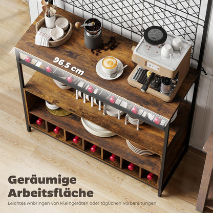 Wood Spice Rack Kitchen Shelf with Work Surface & Cabinet Door Storage - 5-Hook Hanging System, Space-Saving Vertical/under-Cabinet Unit for Spices, Pots, Pans - Compact Square Shelf (Compatible with Small Kitchens)