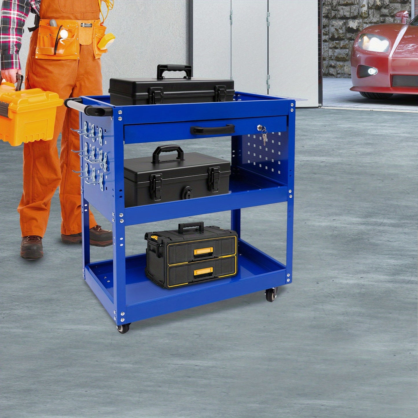 Verrijdbare Gereedschapswagen – Werkplaatswagen – Opslagwagen – Transportwagen – Tuinwagen – Stevig Stalen Frame – Draagvermogen 250 kg