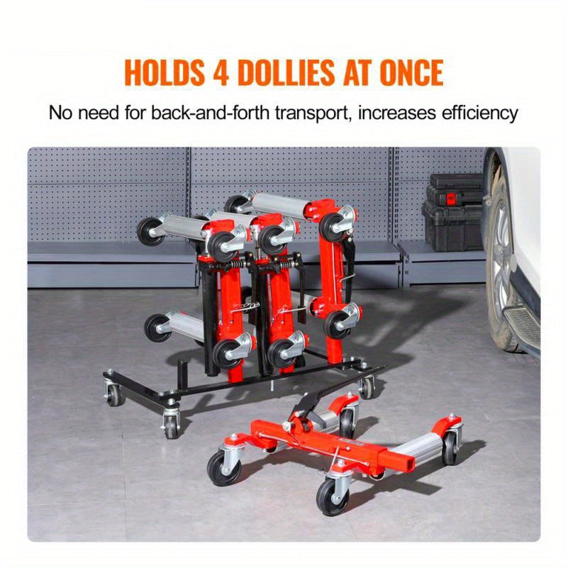 Hydraulische Autodoorrijwagen – Autodoilift – Auto Dolly Trolley – Auto Verrijwagen – Voertuig Tilwagen – Stevig Metalen Frame – Vier Dollies Tegelijk Optillen