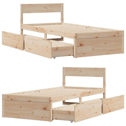 Bedframe – Bed – Bedbodem – Eenpersoonsbed – Slaapbank – Massief Dennenhout – 100x200 cm – Stevig & Geassembleerd