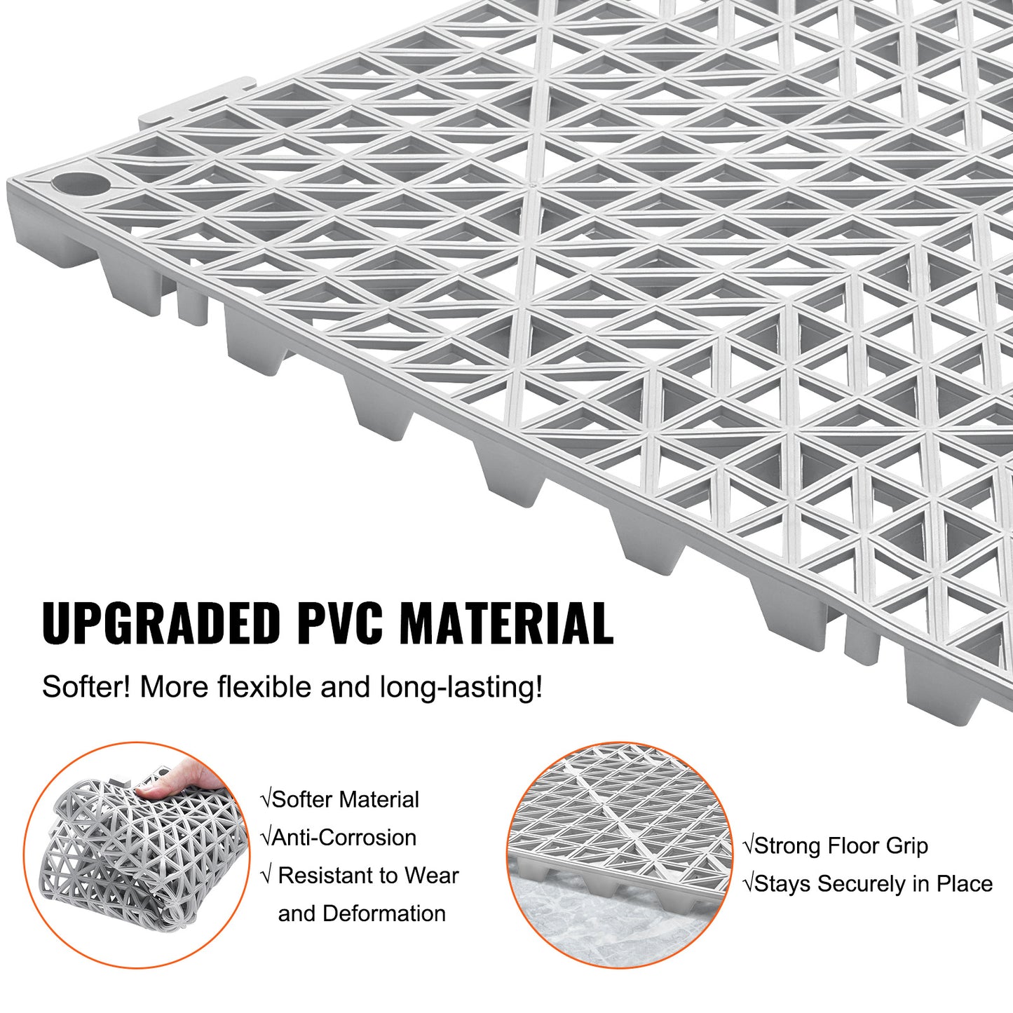 Modulaire Drainagematten – Drainage Tegels – Antislip Matten – Waterafvoer Vloermatten – PVC Legplaten – 50 Stuks 30x30 cm – Duurzaam en Eenvoudig Koppelbaar – Grijs